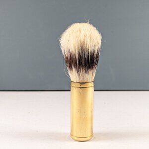 Vintage Wet shaving brush with gold toned metal handle